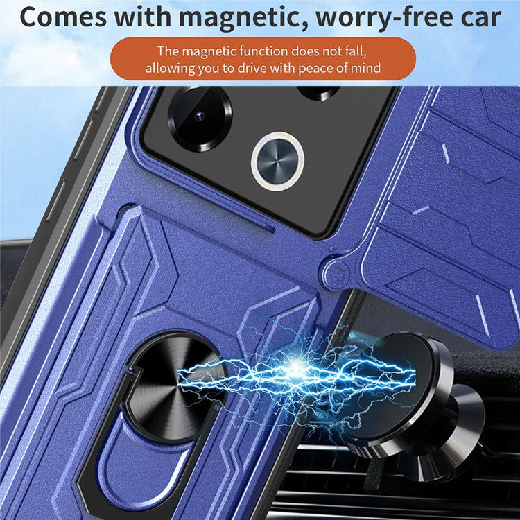 Phone Case For Infinix Note 40 Pro+  /  Note 40 Pro 5G  /  4G PC+TPU Kickstand Back Cover with Camera Slider - Sapphire