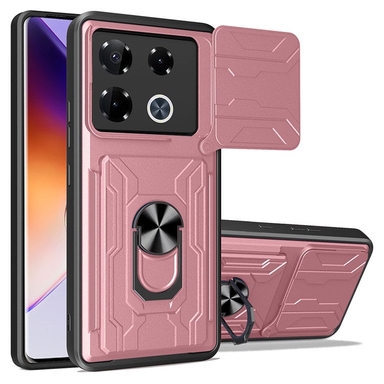 Phone Case For Infinix Note 40 Pro+  /  Note 40 Pro 5G  /  4G PC+TPU Kickstand Back Cover with Camera Slider - Rose Gold