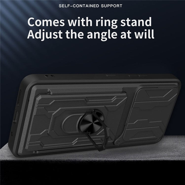 Phone Case For Infinix Note 40 Pro+  /  Note 40 Pro 5G  /  4G PC+TPU Kickstand Back Cover with Camera Slider - Titanium Grey