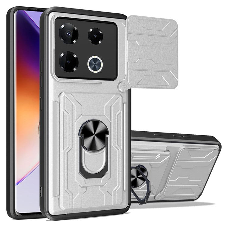 Phone Case For Infinix Note 40 Pro+  /  Note 40 Pro 5G  /  4G PC+TPU Kickstand Back Cover with Camera Slider - White