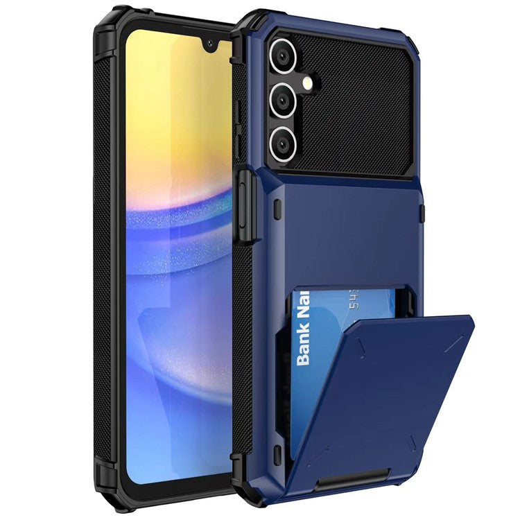 For Samsung Galaxy A16 5G / 4G Case PC+TPU Dual Layer Back Phone Cover with Card Holder - Blue