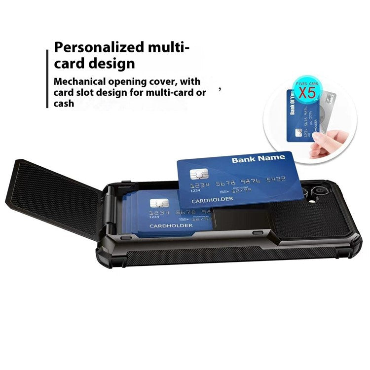 For Samsung Galaxy A16 5G / 4G Case PC+TPU Dual Layer Back Phone Cover with Card Holder - Blue