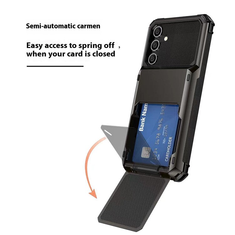 For Samsung Galaxy A16 5G / 4G Case PC+TPU Dual Layer Back Phone Cover with Card Holder - Blue