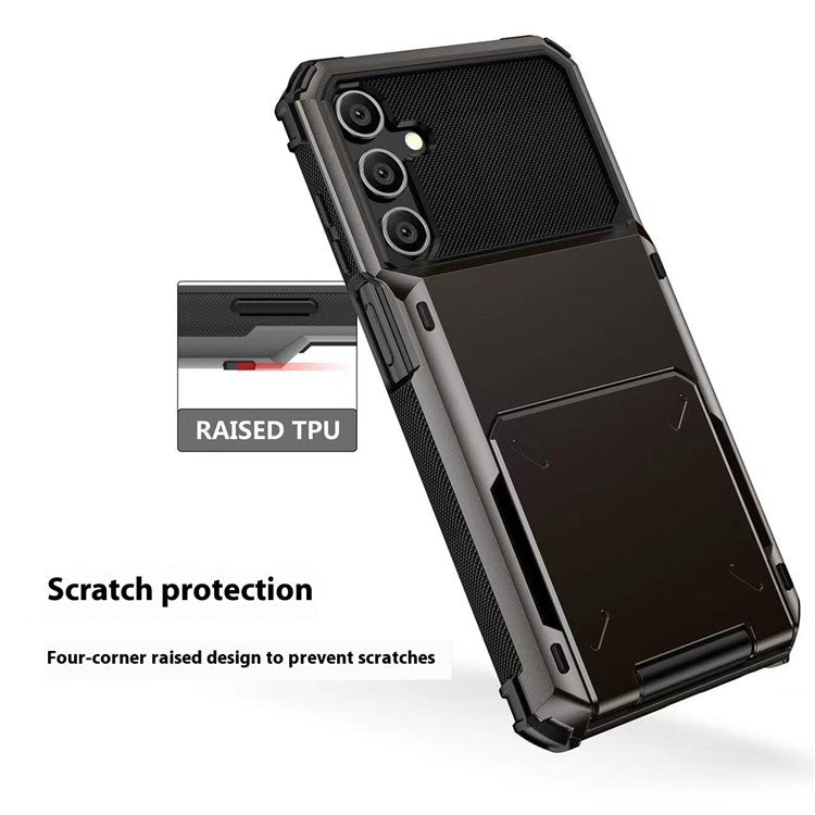 For Samsung Galaxy A16 5G / 4G Case PC+TPU Dual Layer Back Phone Cover with Card Holder - Blue