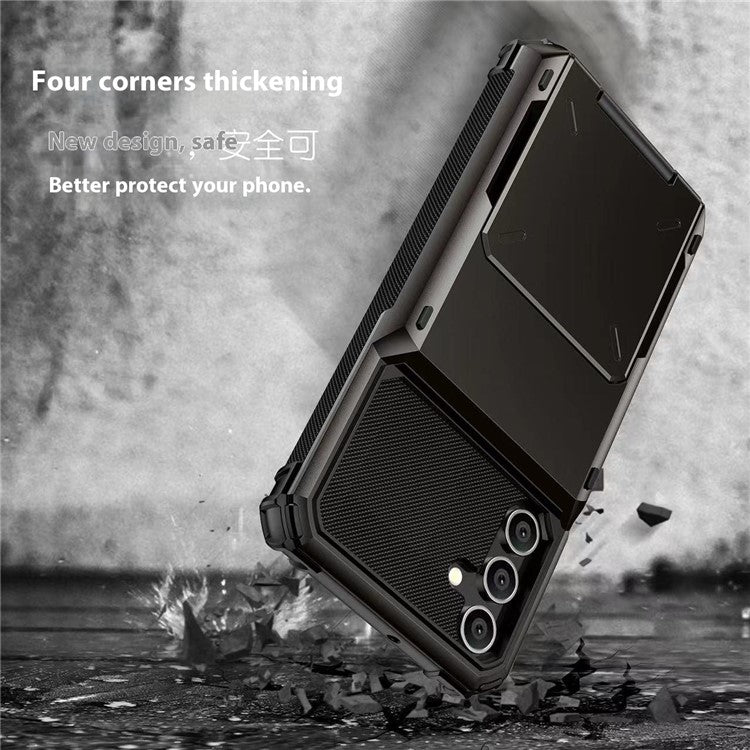 For Samsung Galaxy A16 5G / 4G Case PC+TPU Dual Layer Back Phone Cover with Card Holder - Blue