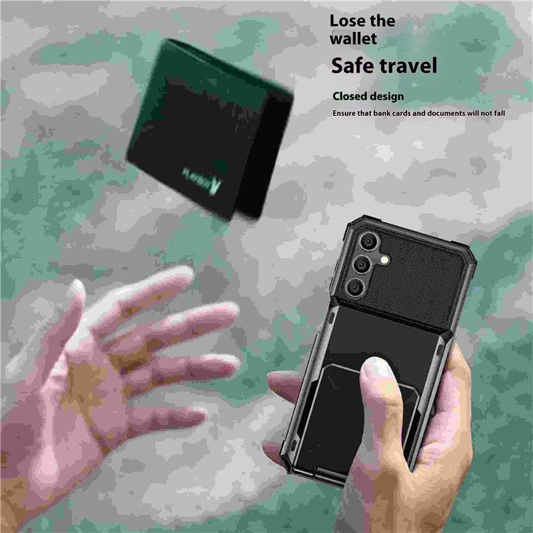For Samsung Galaxy A16 5G / 4G Case PC+TPU Dual Layer Back Phone Cover with Card Holder - Blue
