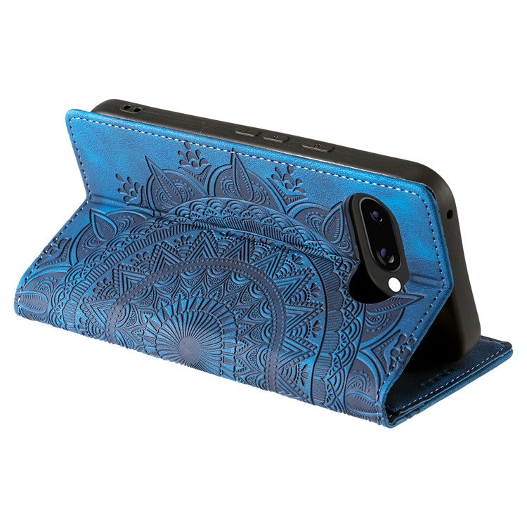 Style-010 For Google Pixel 9a Case Magnetic Closing Leather Phone Cover Pattern Imprinted - Blue