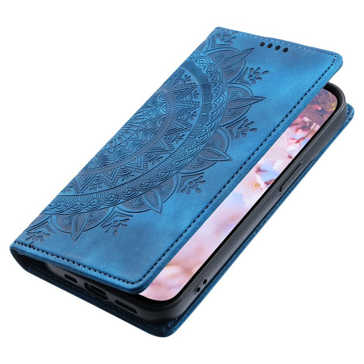 Style-010 For Google Pixel 9a Case Magnetic Closing Leather Phone Cover Pattern Imprinted - Blue