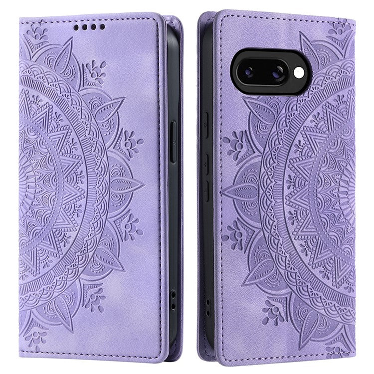 Style-010 For Google Pixel 9a Case Magnetic Closing Leather Phone Cover Pattern Imprinted - Purple