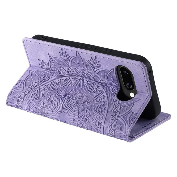 Style-010 For Google Pixel 9a Case Magnetic Closing Leather Phone Cover Pattern Imprinted - Purple