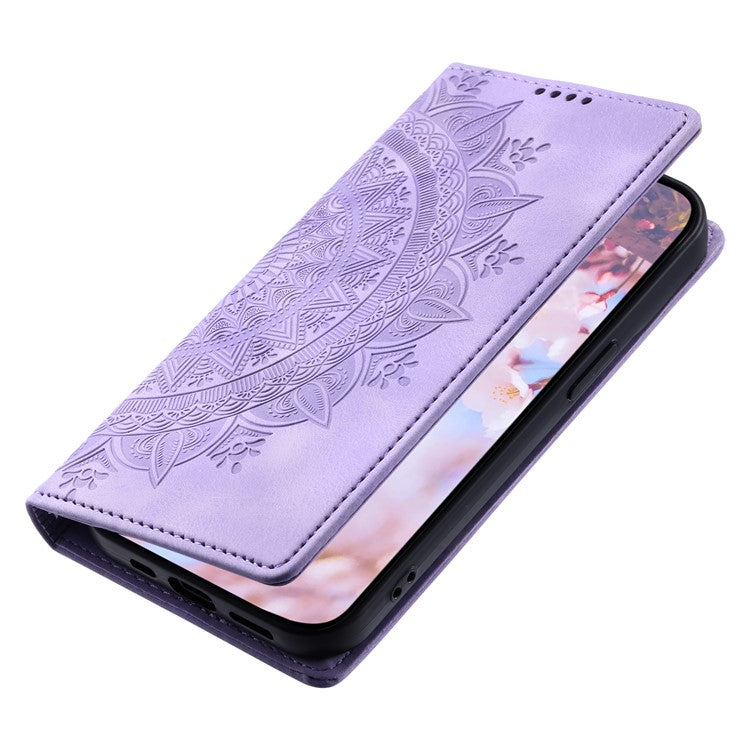 Style-010 For Google Pixel 9a Case Magnetic Closing Leather Phone Cover Pattern Imprinted - Purple