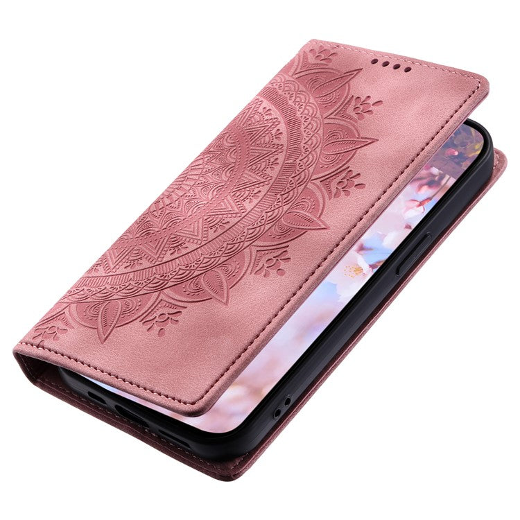 Style-010 For Google Pixel 9a Case Magnetic Closing Leather Phone Cover Pattern Imprinted - Rose Gold