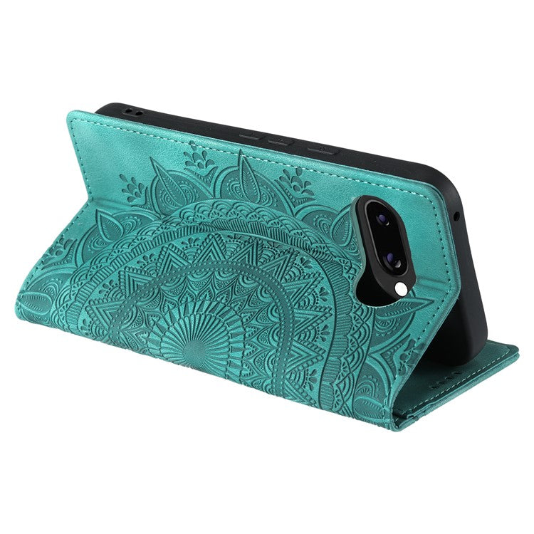 Style-010 For Google Pixel 9a Case Magnetic Closing Leather Phone Cover Pattern Imprinted - Mint Green