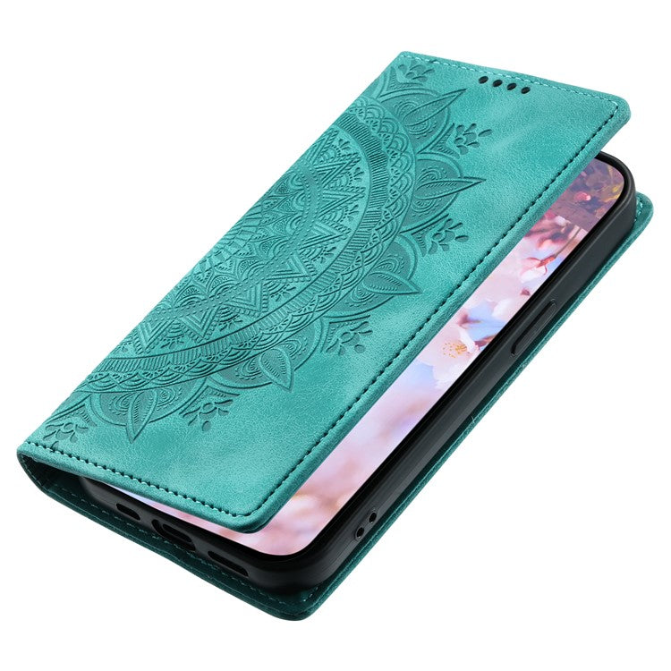 Style-010 For Google Pixel 9a Case Magnetic Closing Leather Phone Cover Pattern Imprinted - Mint Green