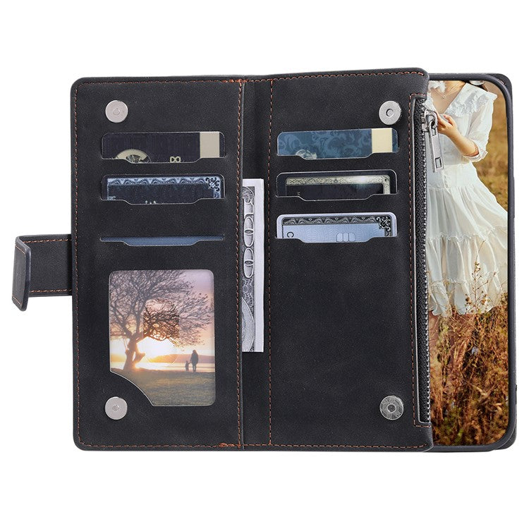 Style 005 For Google Pixel 9a Wallet Case Rhombus Stitching Line PU Leather Phone Cover - Black
