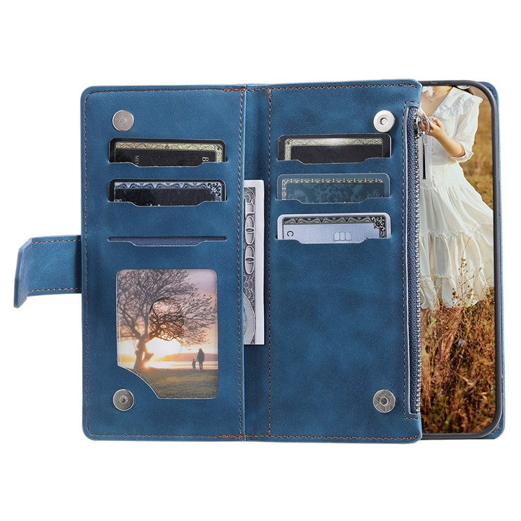 Style 005 For Google Pixel 9a Wallet Case Rhombus Stitching Line PU Leather Phone Cover - Blue