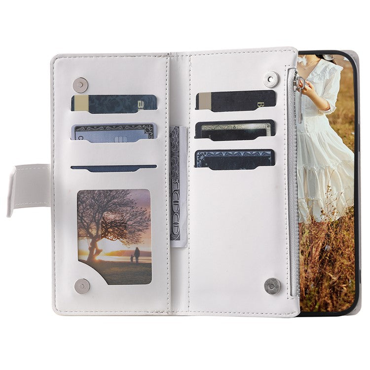 Style 005 For Google Pixel 9a Wallet Case Rhombus Stitching Line PU Leather Phone Cover - White
