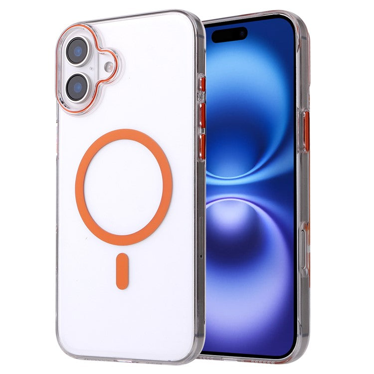 For iPhone 16 Magnetic Case Compatible with MagSafe 1.0mm Ultra Thin PC Back Cover - Orange