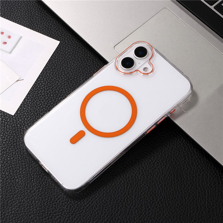 For iPhone 16 Magnetic Case Compatible with MagSafe 1.0mm Ultra Thin PC Back Cover - Orange