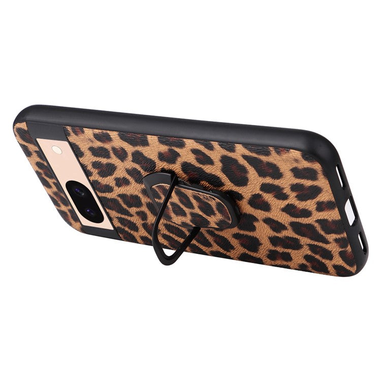 For Google Pixel 8a Case Kickstand Leather+TPU+PC Phone Back Cover - Black Glittery Sequins