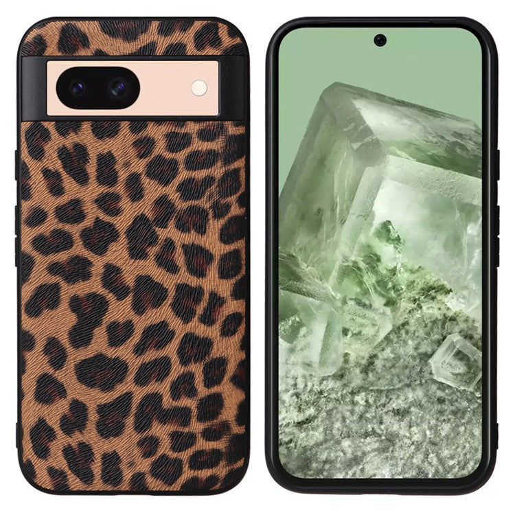 For Google Pixel 8a Case PU Leather+TPU+PC Phone Back Cover - Leopard