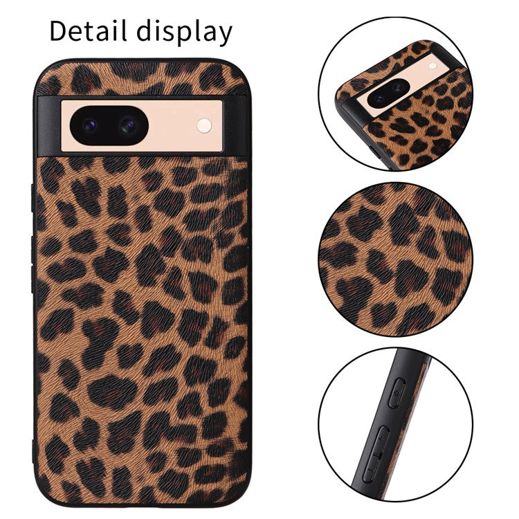 For Google Pixel 8a Case PU Leather+TPU+PC Phone Back Cover - Leopard