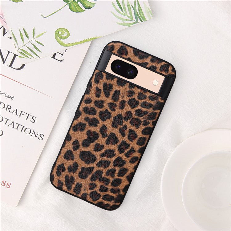 For Google Pixel 8a Case PU Leather+TPU+PC Phone Back Cover - Leopard