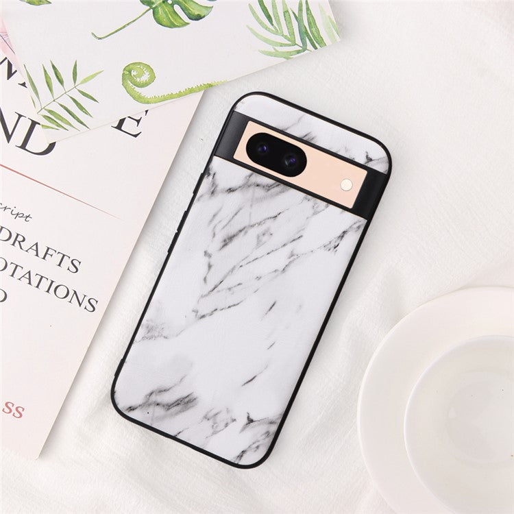 For Google Pixel 8a Case PU Leather+TPU+PC Phone Back Cover - Marble Texture