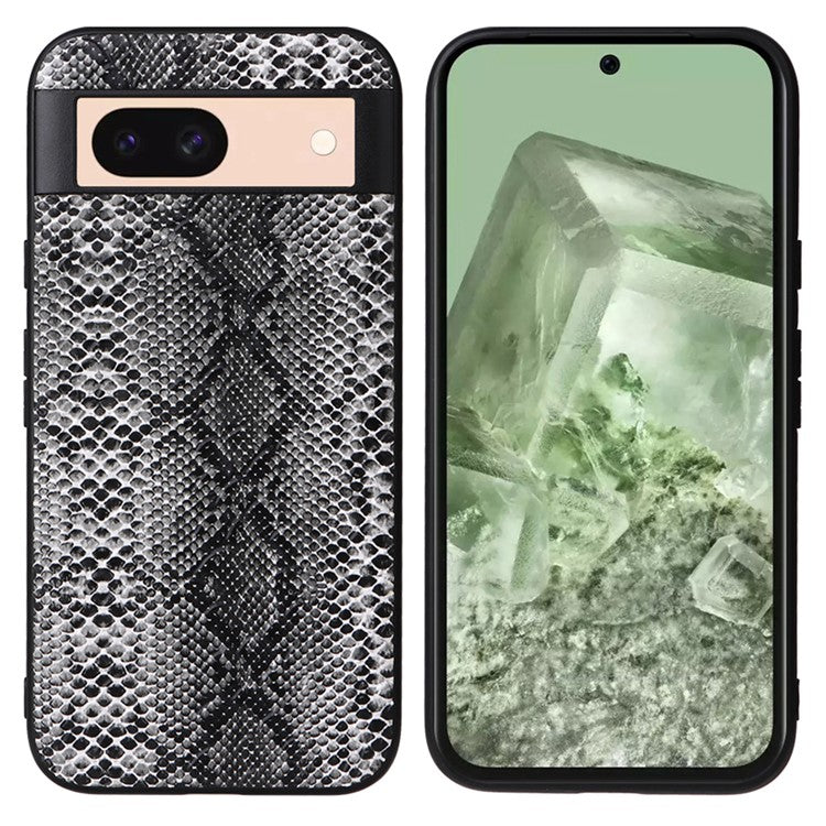For Google Pixel 8a Case PU Leather+TPU+PC Phone Back Cover - Snake Texture