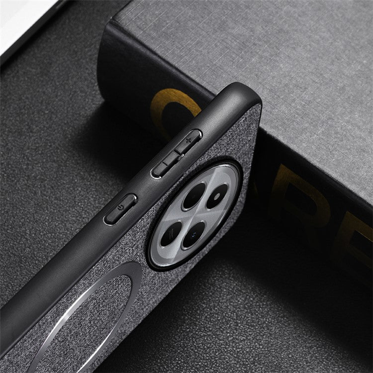 Phone Case For Xiaomi Redmi 14C 4G / 14R 5G / Poco C75 4G Drop-Proof TPU+Cloth Back Cover Compatible with MagSafe - Black