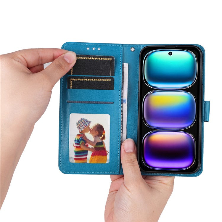 For Infinix Hot 50i 4G / Smart 9 4G Case Sunflower Imprint Leather Wallet Phone Cover - Blue