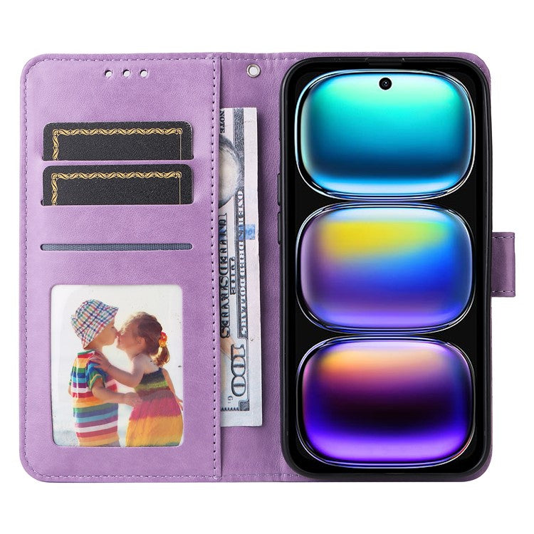 For Infinix Hot 50i 4G / Smart 9 4G Case Sunflower Imprint Leather Wallet Phone Cover - Purple