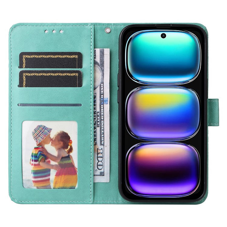 For Infinix Hot 50i 4G / Smart 9 4G Case Sunflower Imprint Leather Wallet Phone Cover - Green