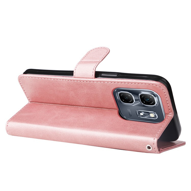 For Infinix Hot 50i 4G / Smart 9 4G Case Zipper Wallet Calf Texture PU Leather Phone Cover - Pink