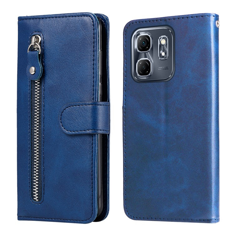 For Infinix Hot 50i 4G / Smart 9 4G Case Zipper Wallet Calf Texture PU Leather Phone Cover - Blue
