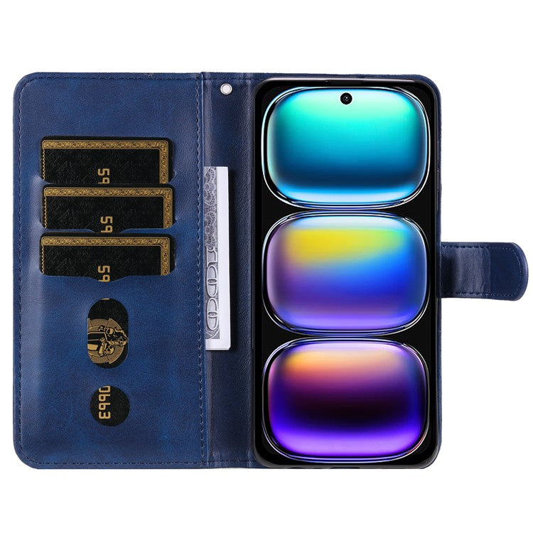 For Infinix Hot 50i 4G / Smart 9 4G Case Zipper Wallet Calf Texture PU Leather Phone Cover - Blue