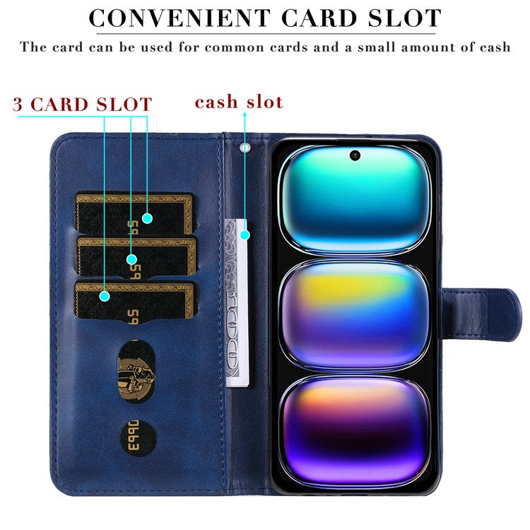 For Infinix Hot 50i 4G / Smart 9 4G Case Zipper Wallet Calf Texture PU Leather Phone Cover - Blue