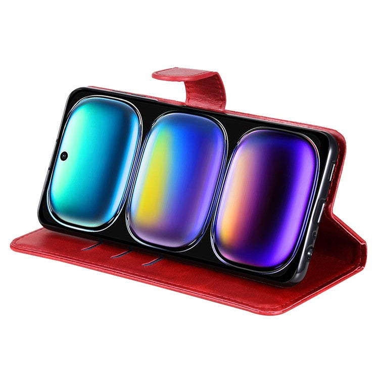 For Infinix Hot 50i 4G / Smart 9 4G Case Zipper Wallet Calf Texture PU Leather Phone Cover - Red