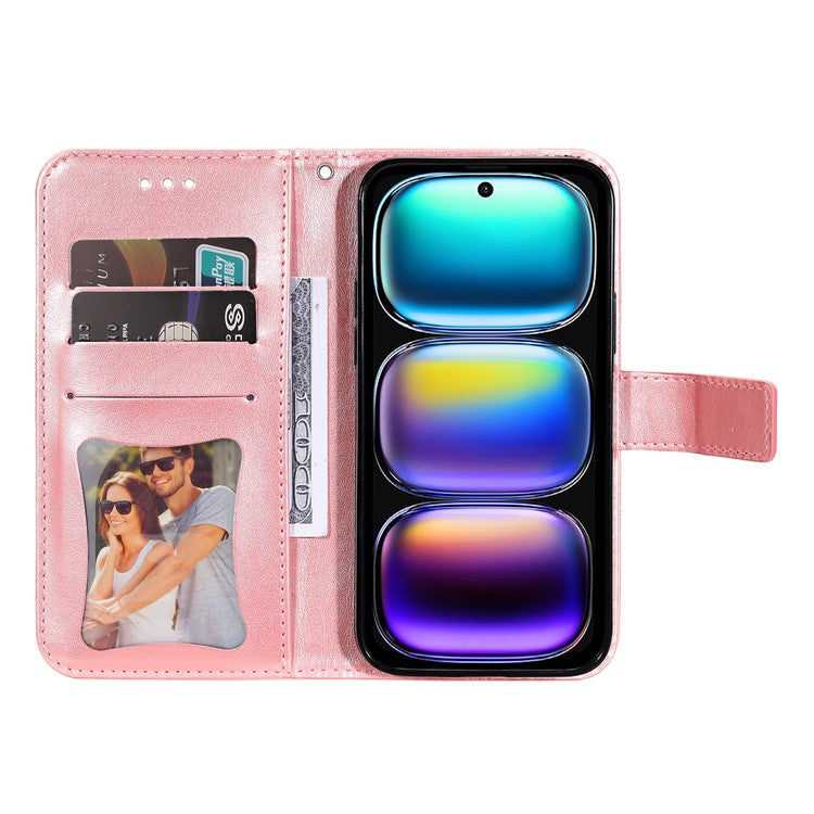 For Infinix Hot 50i 4G / Smart 9 4G Case PU Leather Wallet Floral Phone Cover Stand View - Pink