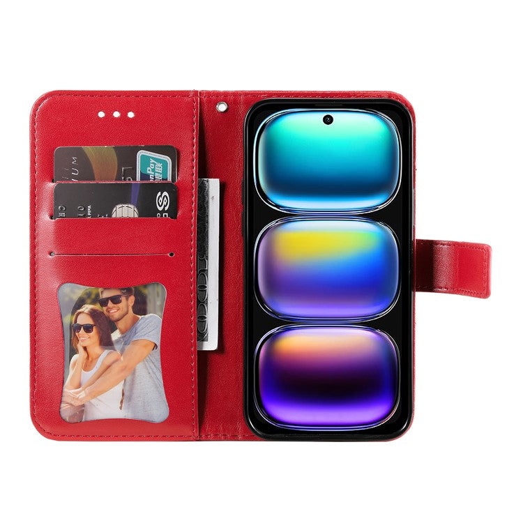 For Infinix Hot 50i 4G / Smart 9 4G Case PU Leather Wallet Floral Phone Cover Stand View - Red