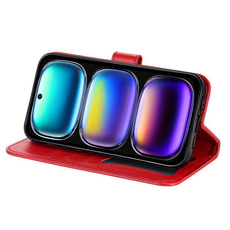 For Infinix Hot 50i 4G / Smart 9 4G Case PU Leather Wallet Floral Phone Cover Stand View - Red