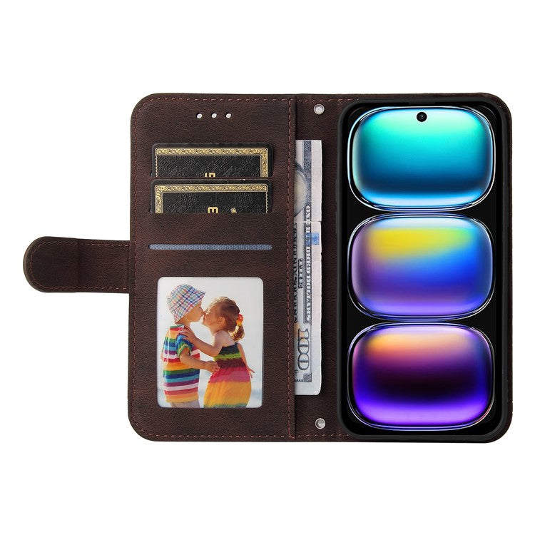 For Infinix Hot 50i 4G / Smart 9 4G Wallet Case Skin-touch Leather Phone Cover Tree Pattern Hardware - Brown