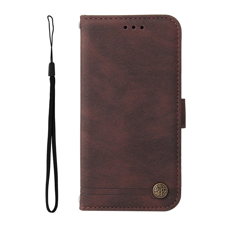 For Infinix Hot 50i 4G / Smart 9 4G Wallet Case Skin-touch Leather Phone Cover Tree Pattern Hardware - Brown