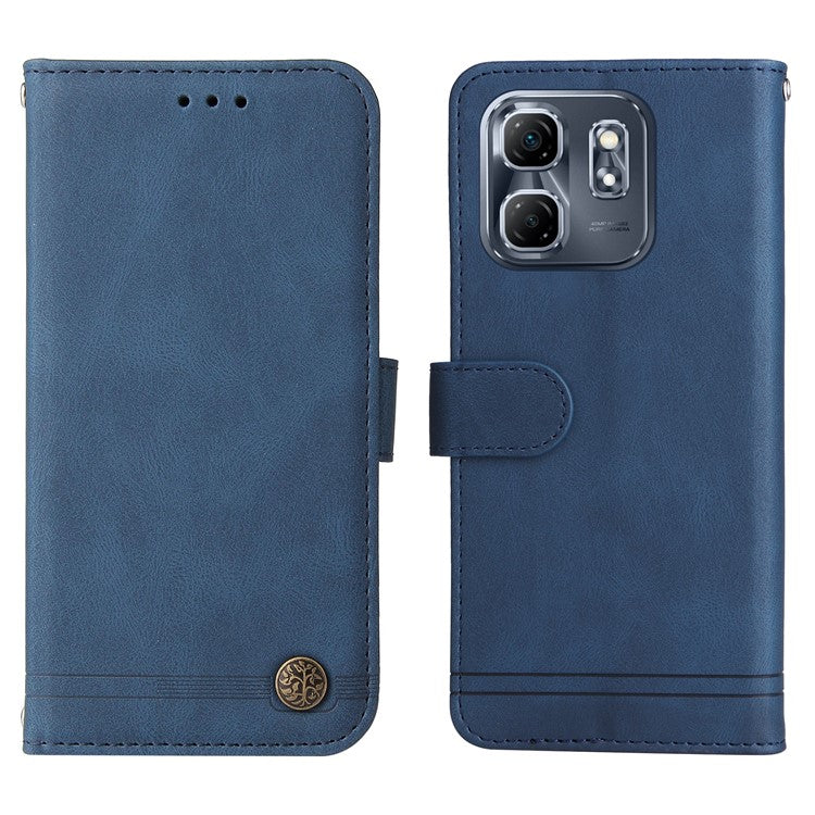 For Infinix Hot 50i 4G / Smart 9 4G Wallet Case Skin-touch Leather Phone Cover Tree Pattern Hardware - Blue