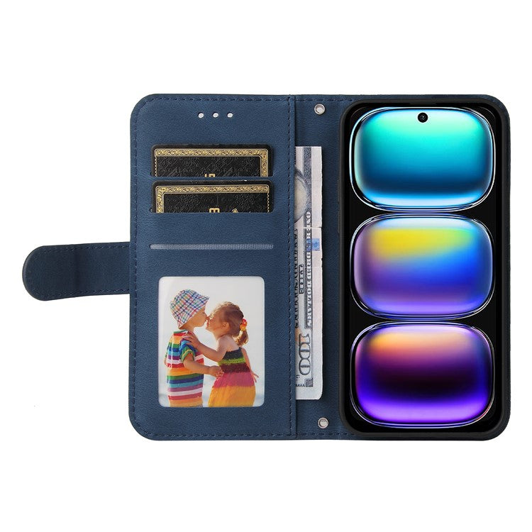 For Infinix Hot 50i 4G / Smart 9 4G Wallet Case Skin-touch Leather Phone Cover Tree Pattern Hardware - Blue