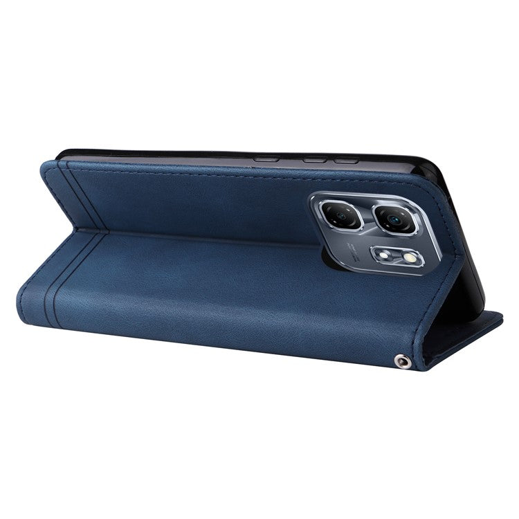 For Infinix Hot 50i 4G / Smart 9 4G Wallet Case Skin-touch Leather Phone Cover Tree Pattern Hardware - Blue