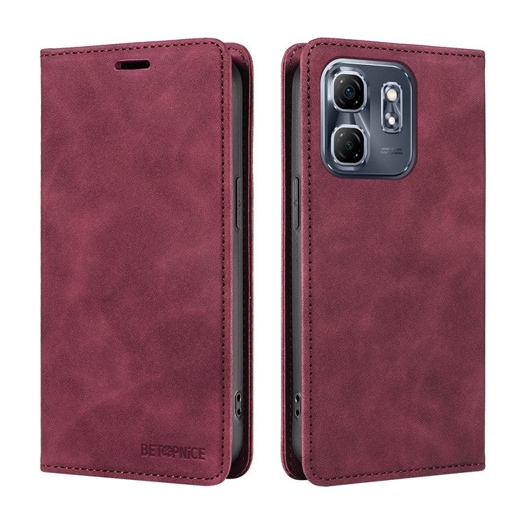 BETOPNICE 003 For Infinix Hot 50i 4G / Smart 9 4G Wallet Case Leather Phone Cover with Stand - Red