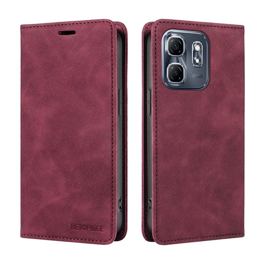 BETOPNICE 003 For Infinix Hot 50i 4G / Smart 9 4G Wallet Case Leather Phone Cover with Stand - Red