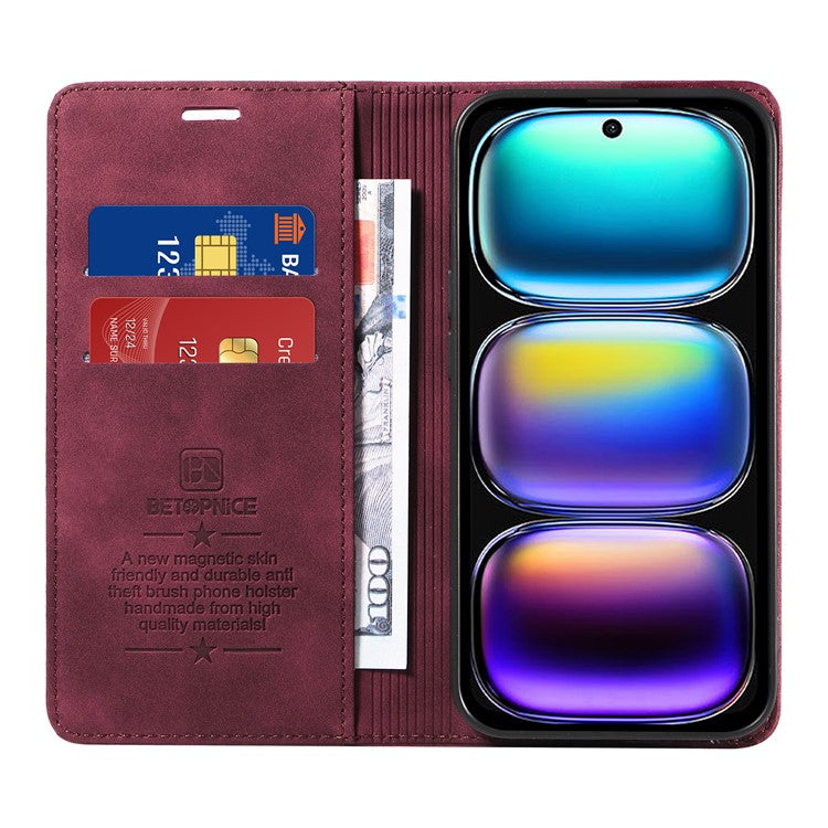 BETOPNICE 003 For Infinix Hot 50i 4G / Smart 9 4G Wallet Case Leather Phone Cover with Stand - Red