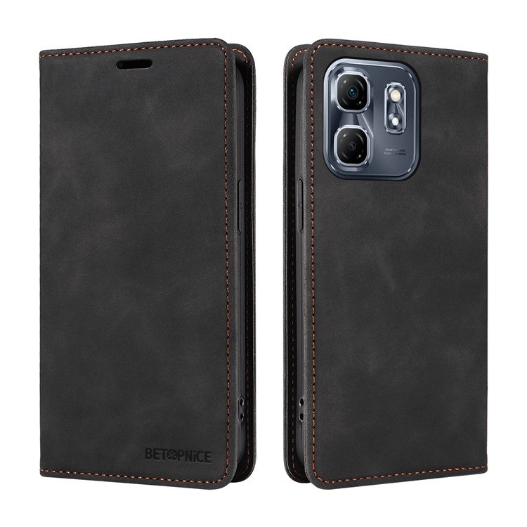 BETOPNICE 003 For Infinix Hot 50i 4G / Smart 9 4G Wallet Case Leather Phone Cover with Stand - Black